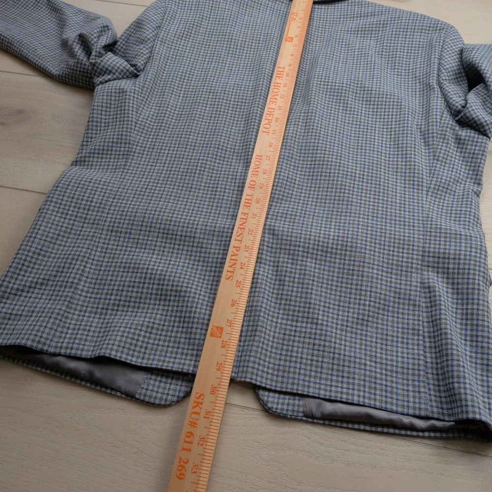 Lauren Ralph Lauren Mens 44S Blue Grey Check Blazer Sport Coat 2-Button Jacket